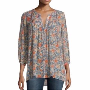 Joie Lacee Floral Print Silk Blouse Sz XXS